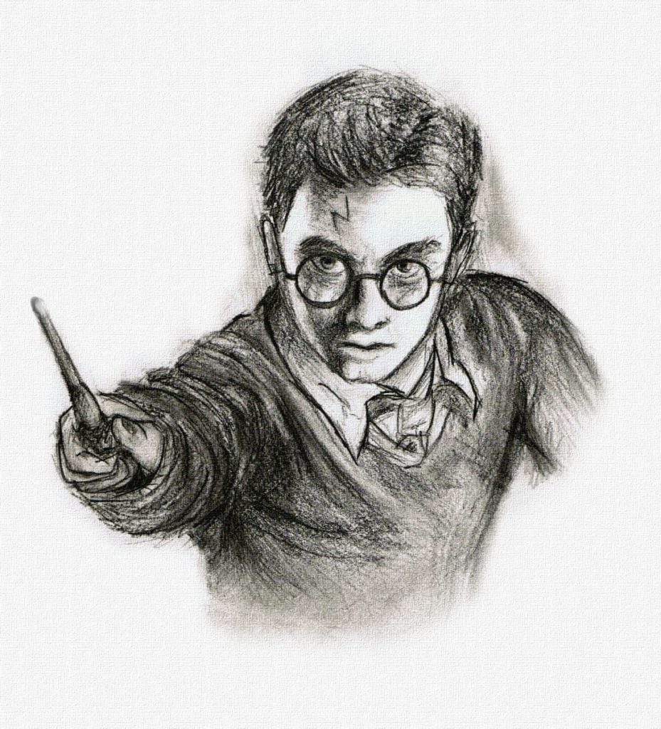 Harry Potter con una bacchetta magica