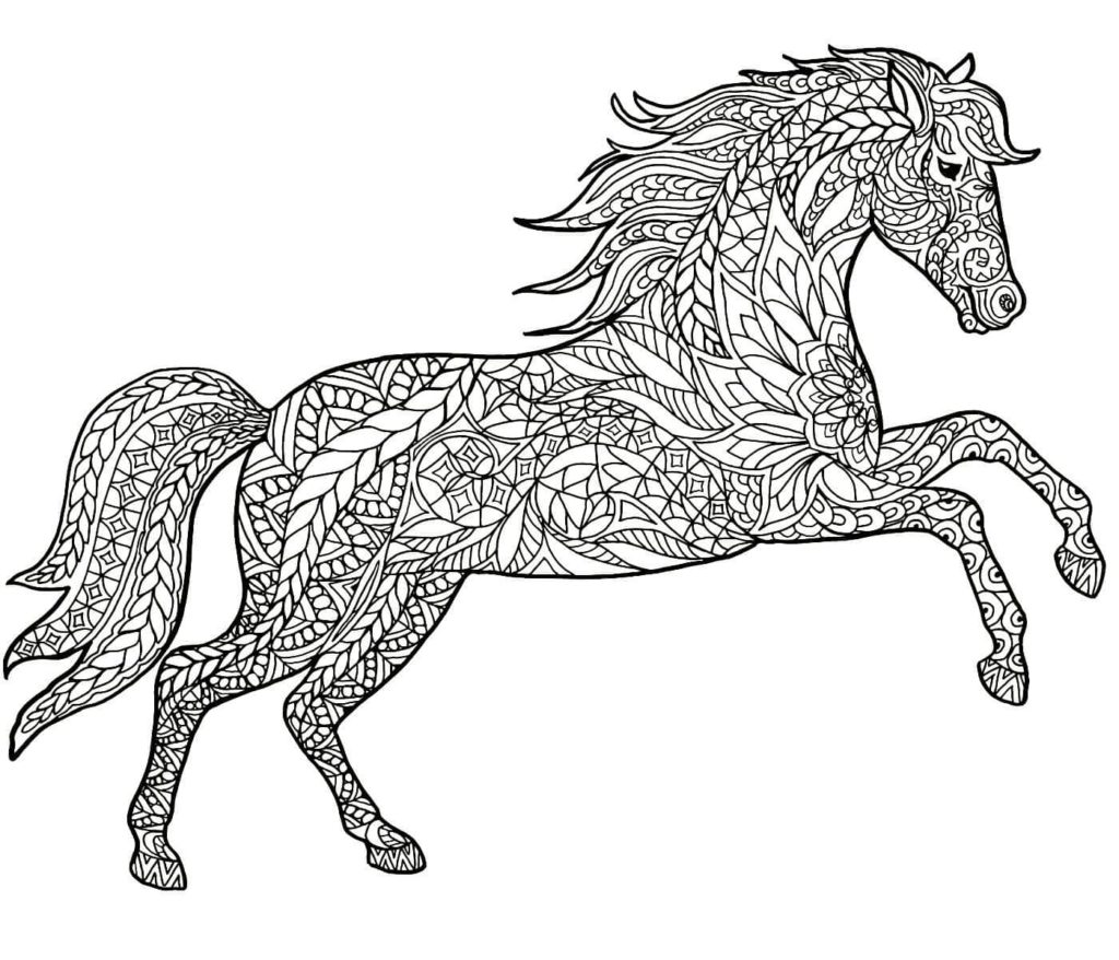 Антистресс лошадь сложная раскраска