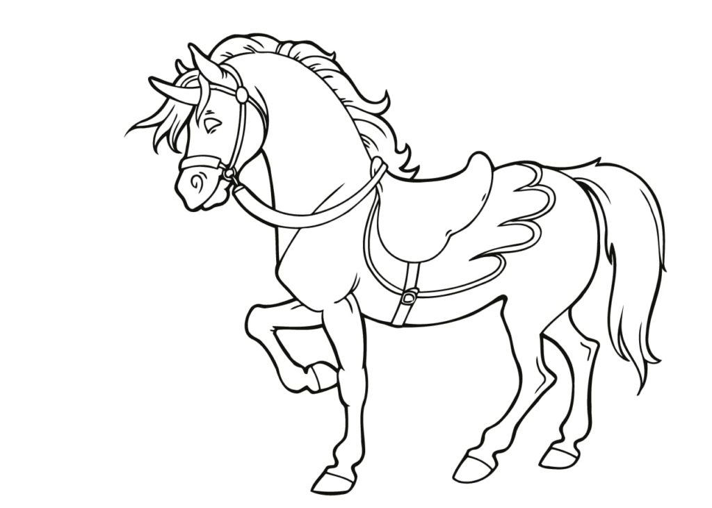 Horse with unicorn horn