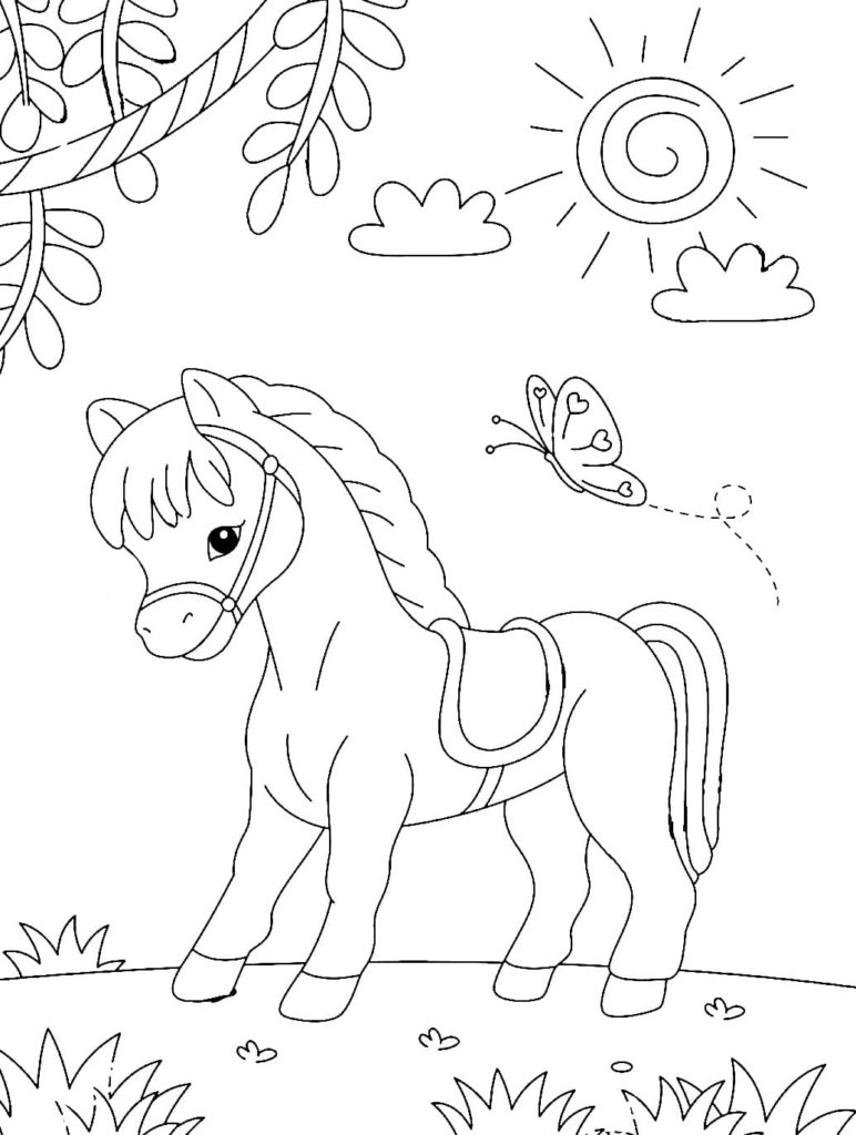 Little horse and butterfly
