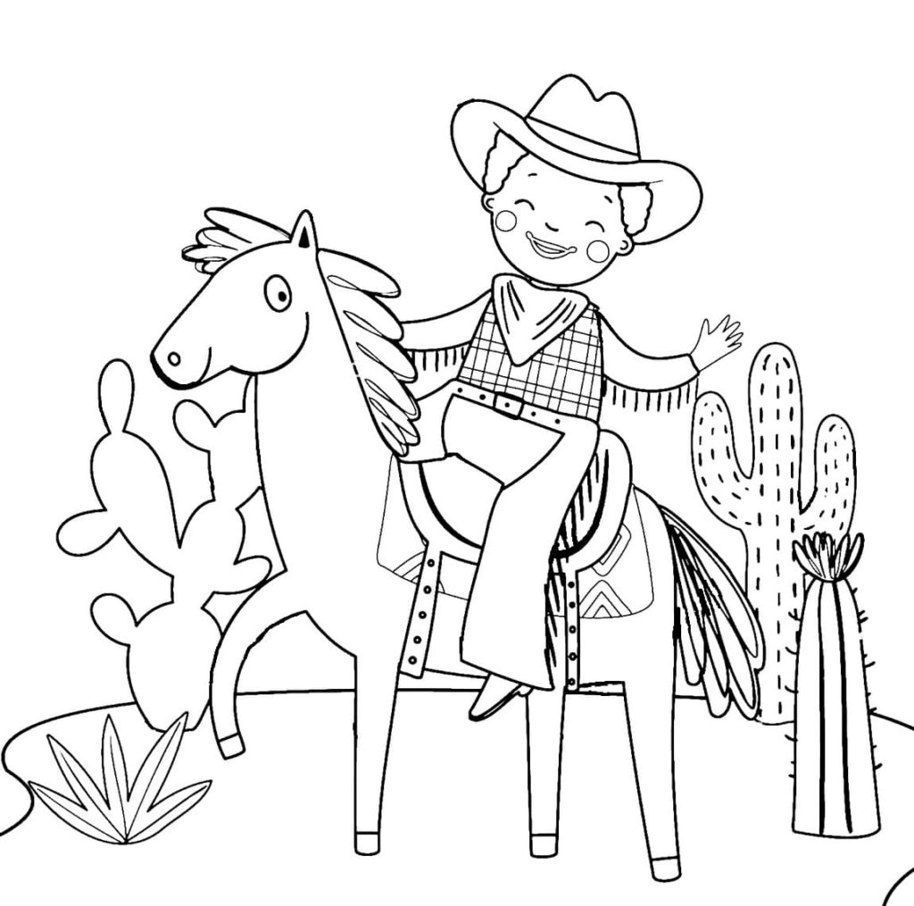 Cowboy à cheval dans le désert