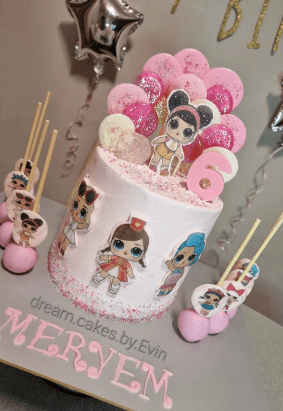 Розовый торт для девочки 6 лет
