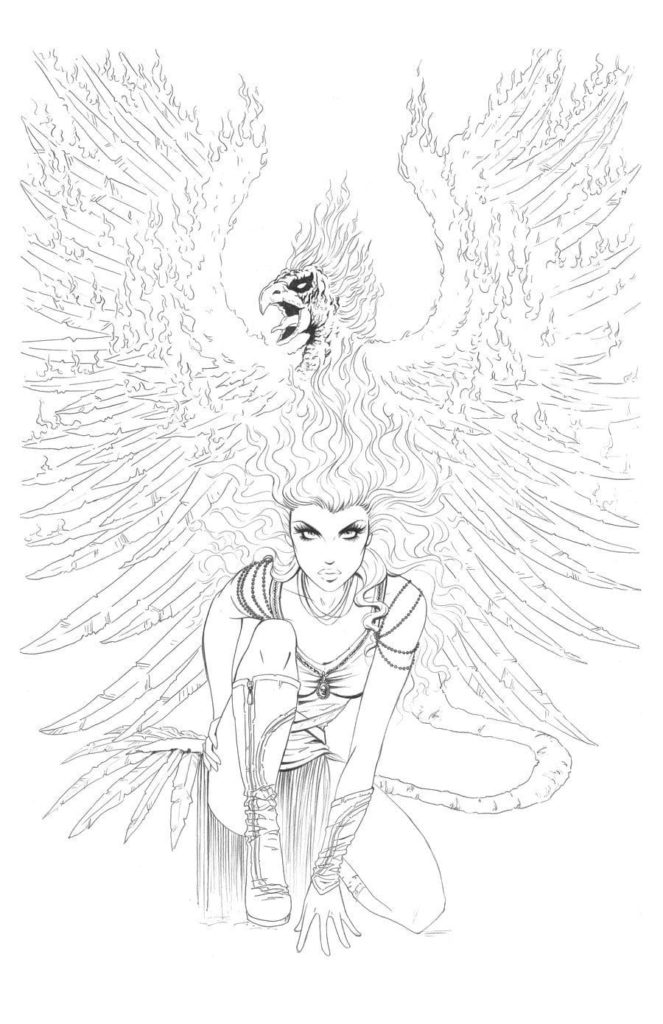 girl and phoenix