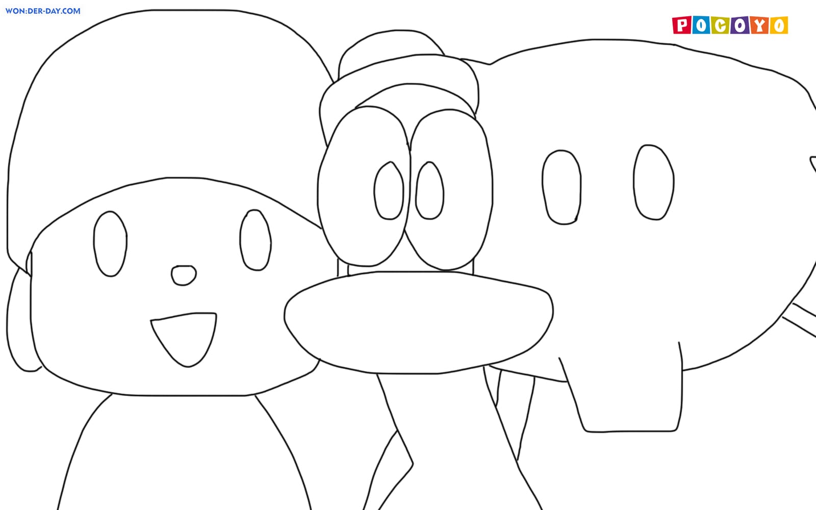 Pocoyo and Toy Panda Coloring Pages - Free Printable Coloring Pages