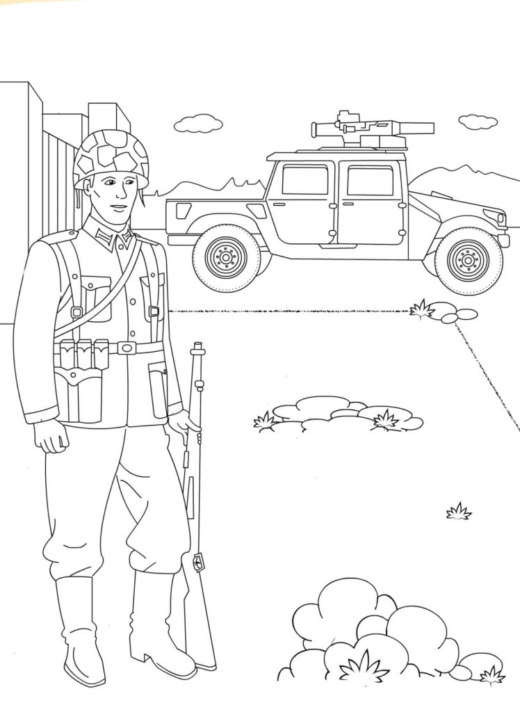 Soldier and war machine