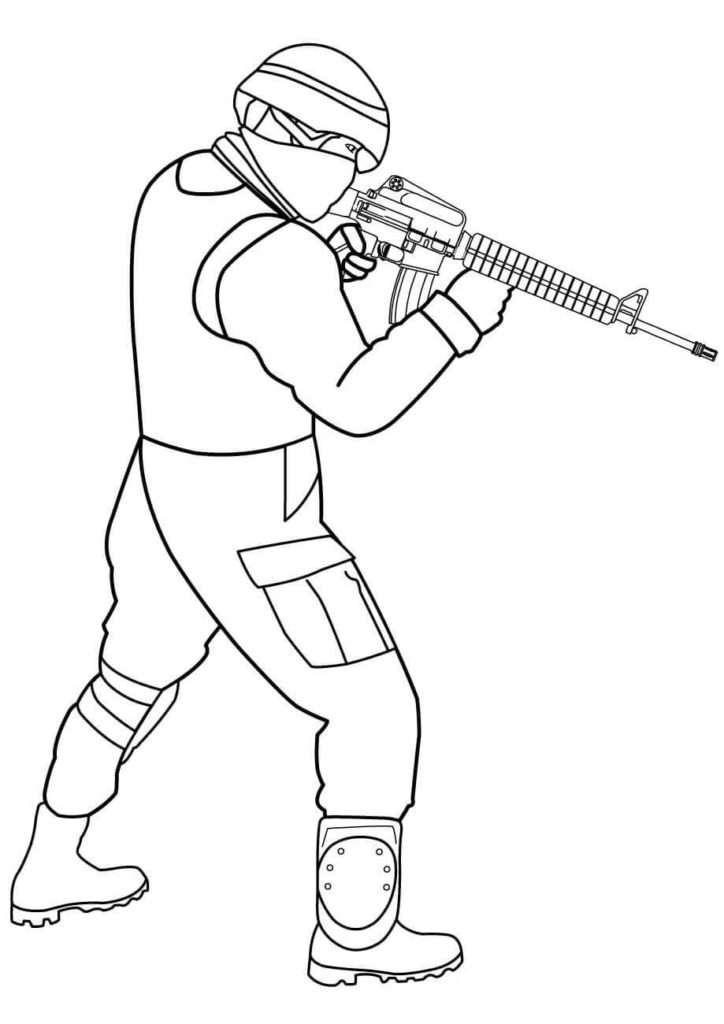 Soldat mit Maschinengewehr