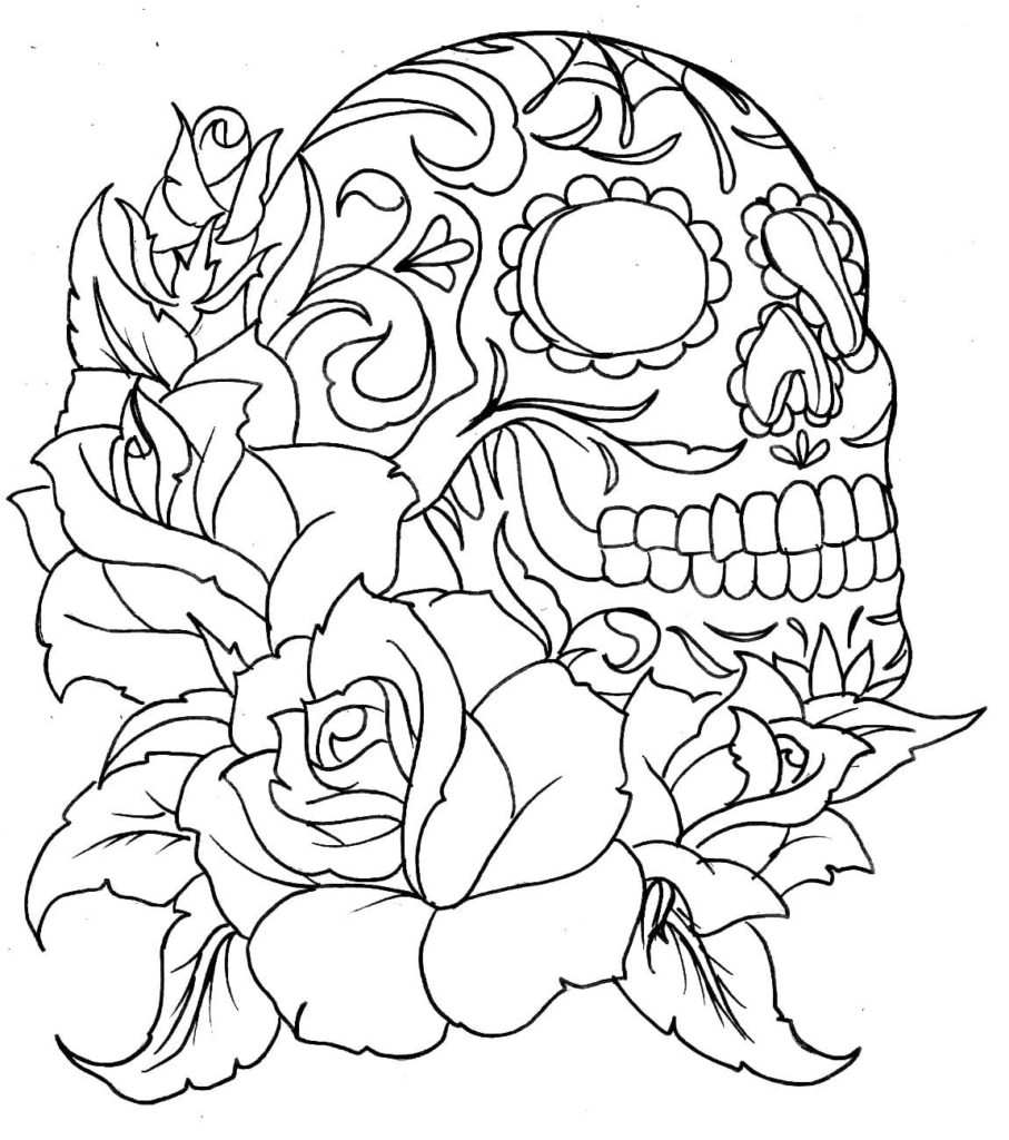 Skull and roses