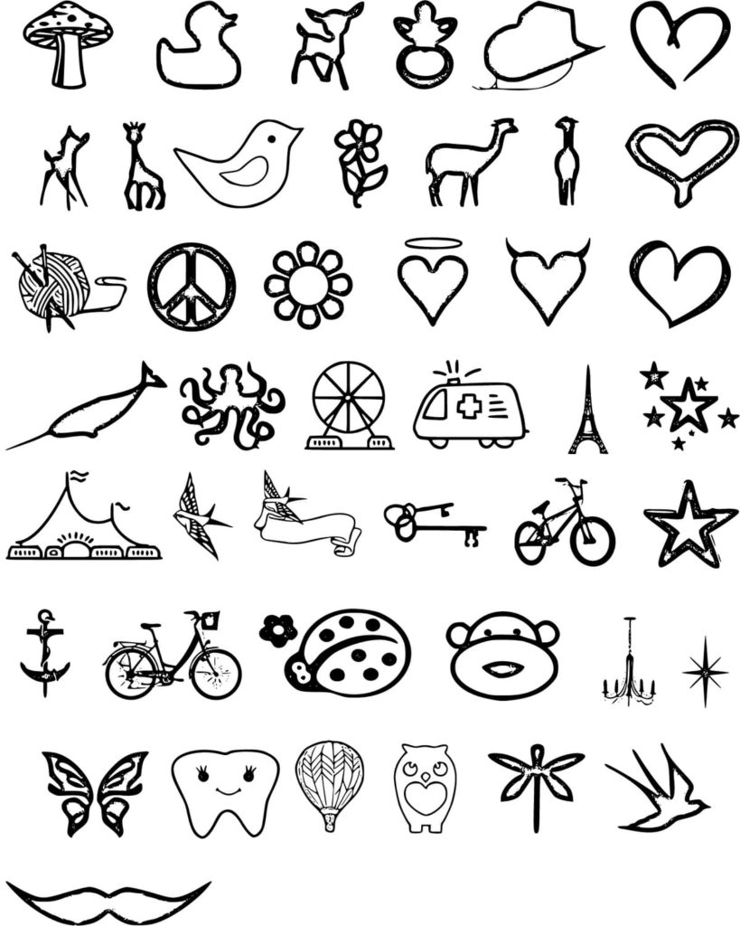 Coloring page small tattoos