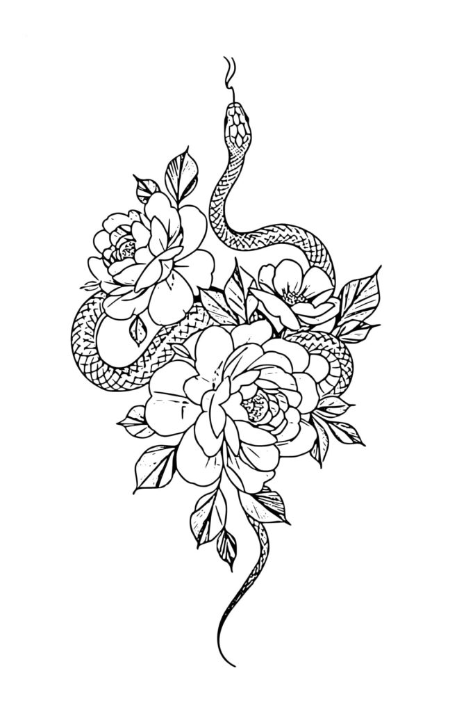 snake and peonies