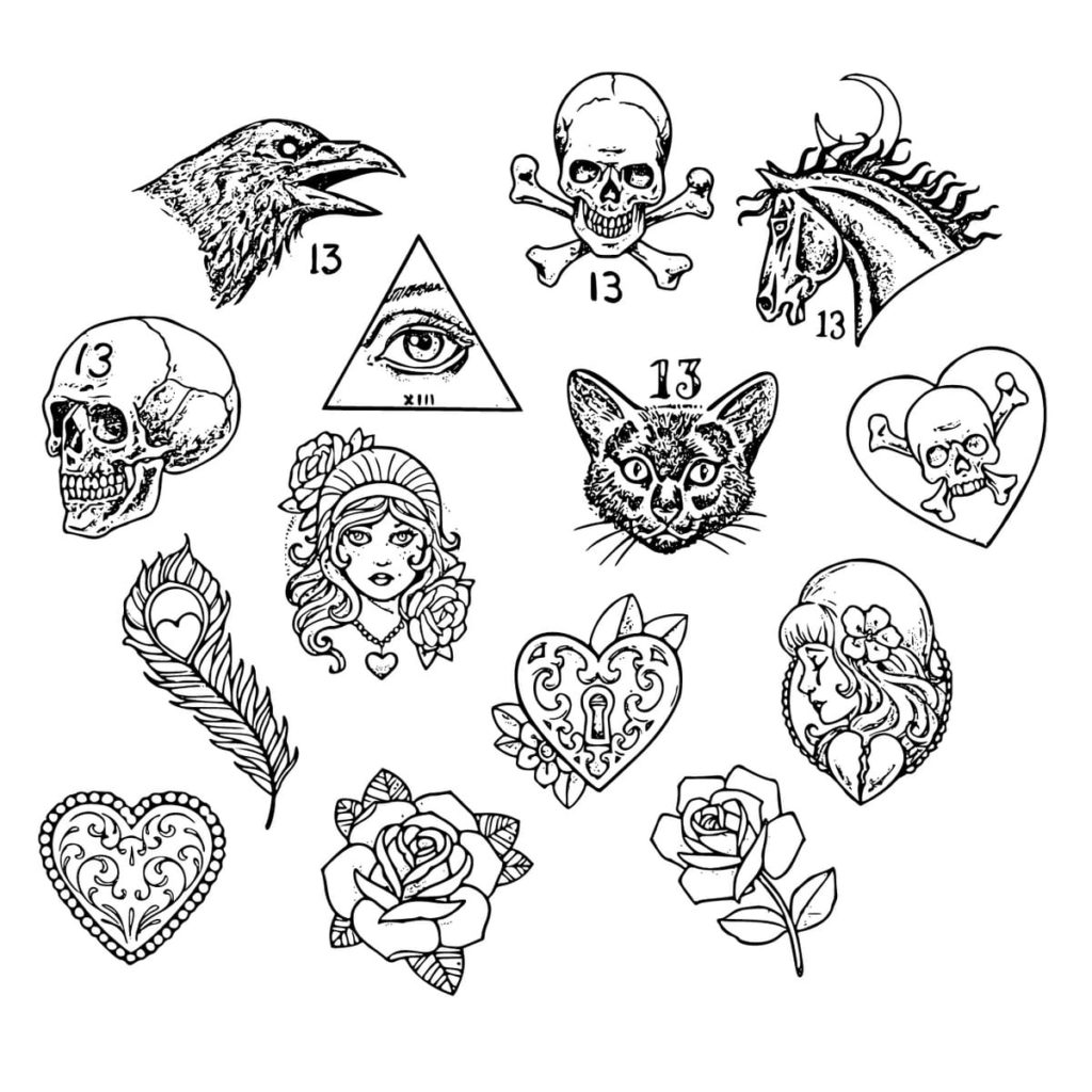Sketch of small tattoos