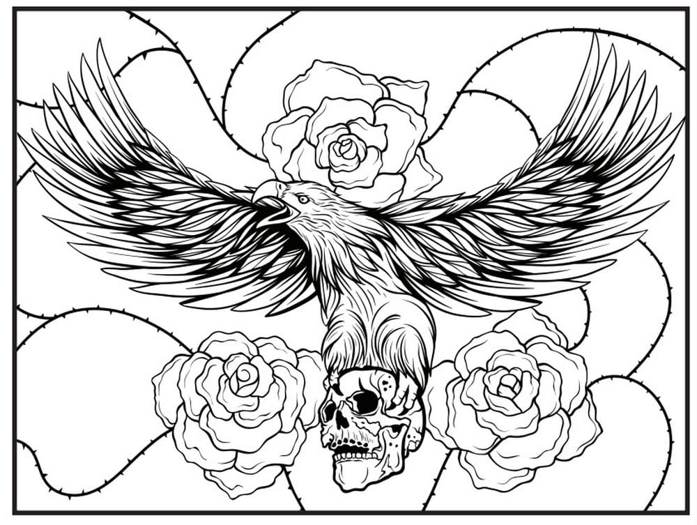 Eagle and roses