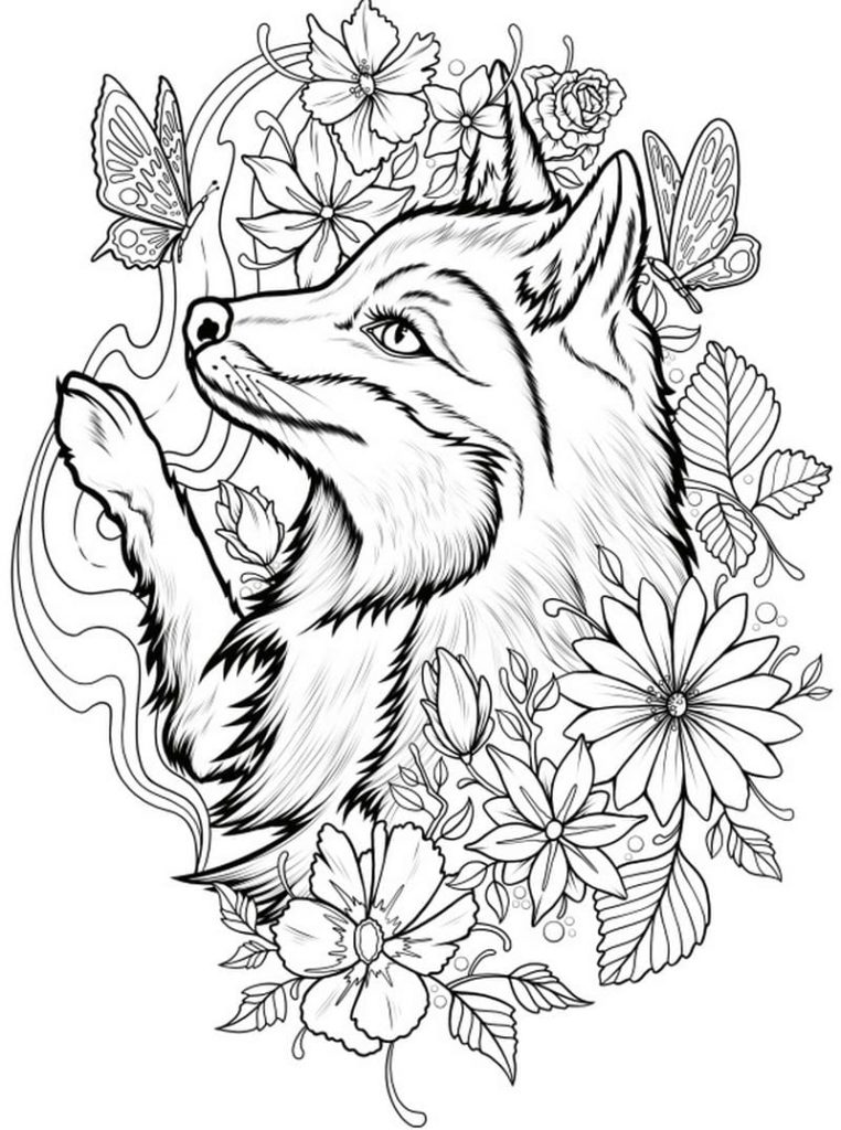 Fuchs und Blumen