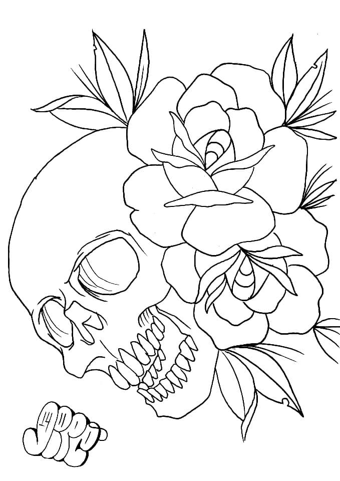 Crânio e duas rosas