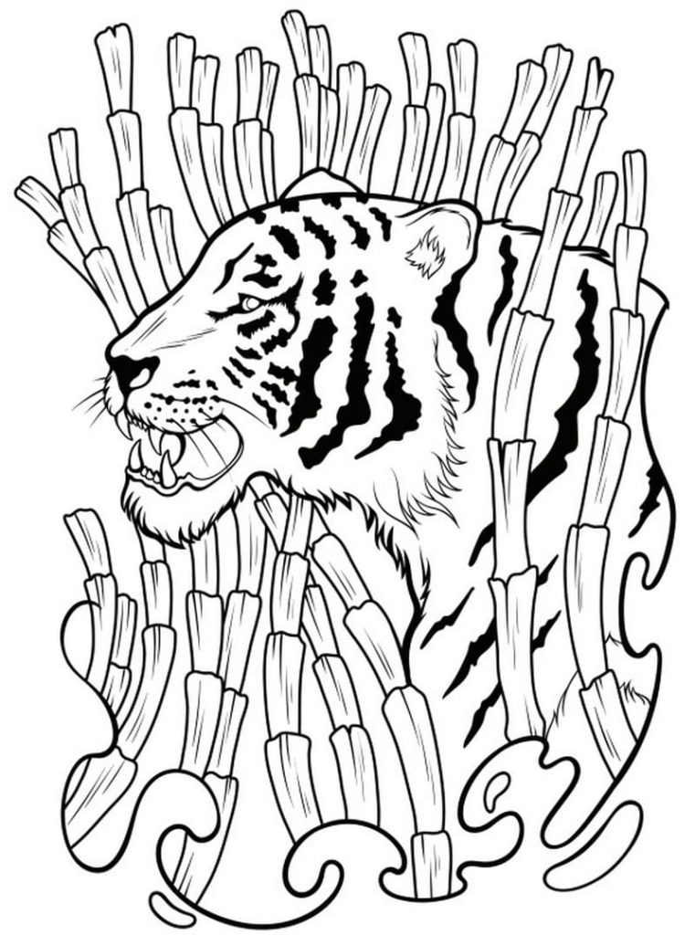 Tiger unter Bambus