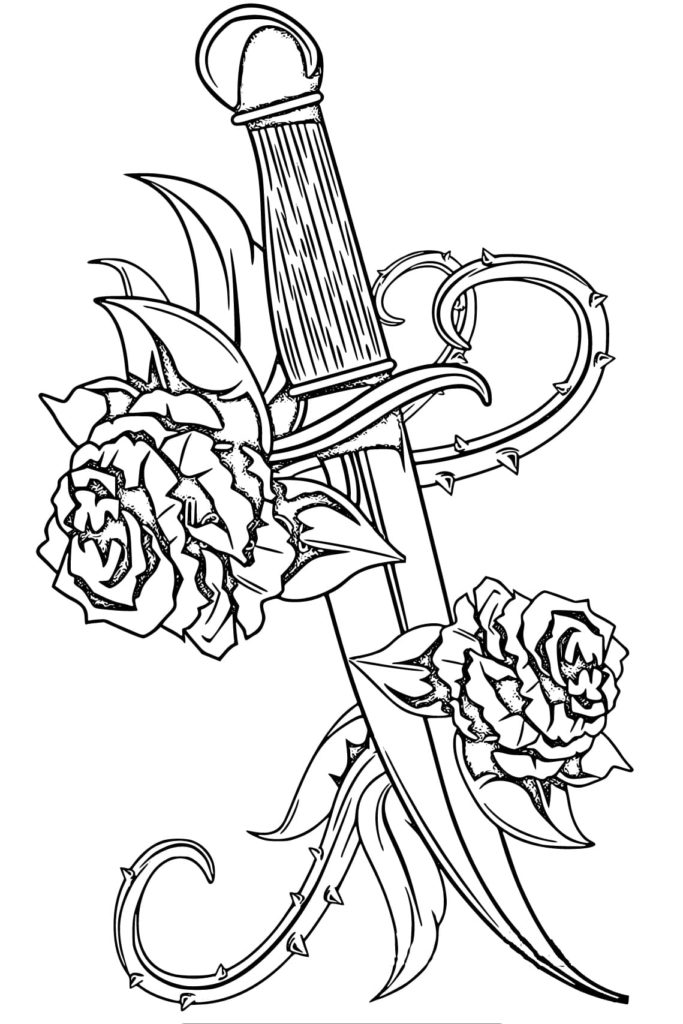 Knife and roses