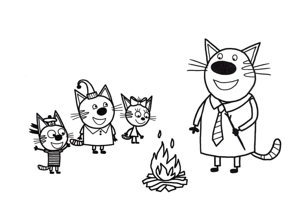 Papa cat lights a fire