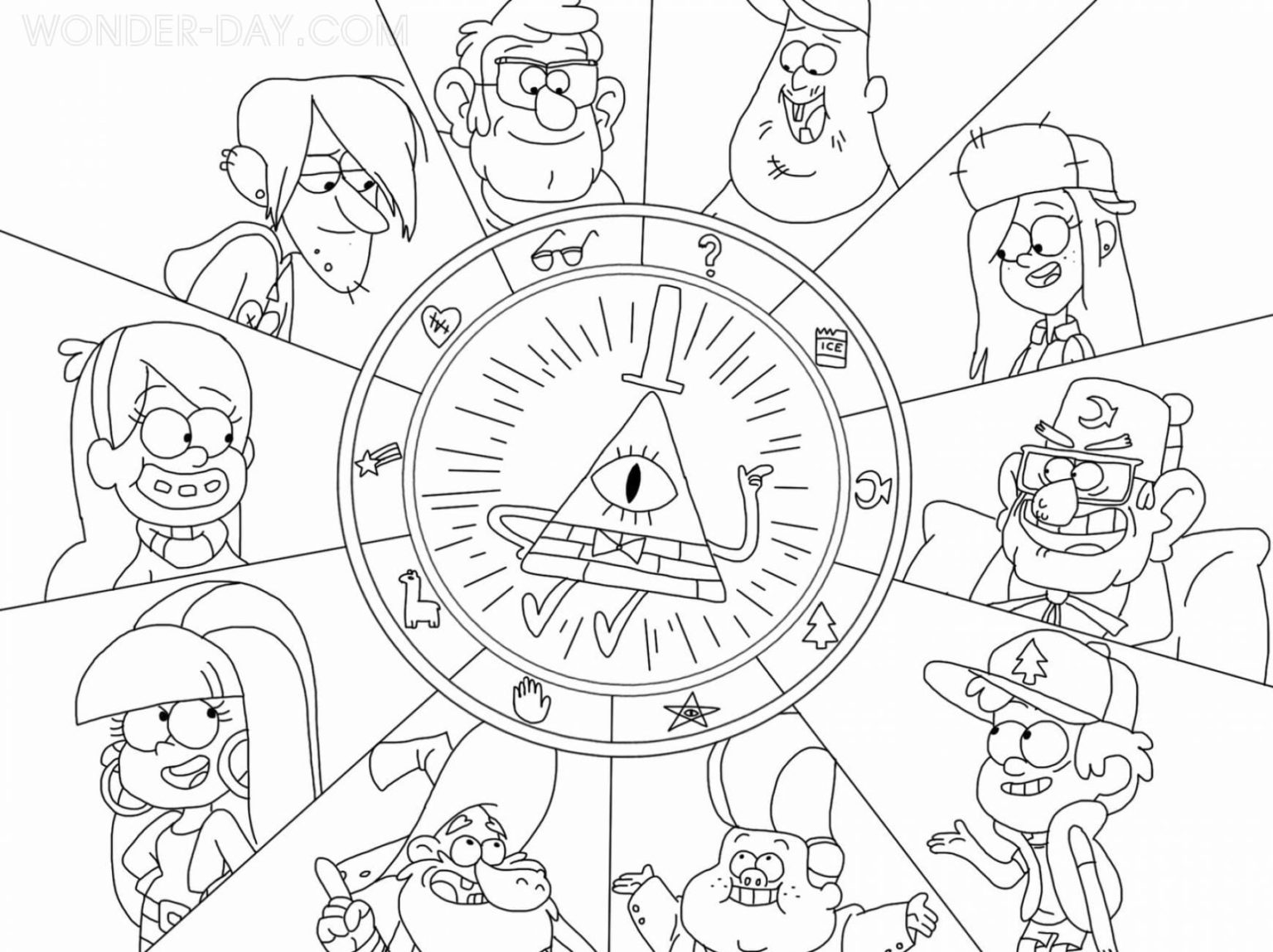 Bill Cipher Coloring Pages WONDER - Wonder Day Bill Cipher Coloring Page 9 1536x1149 