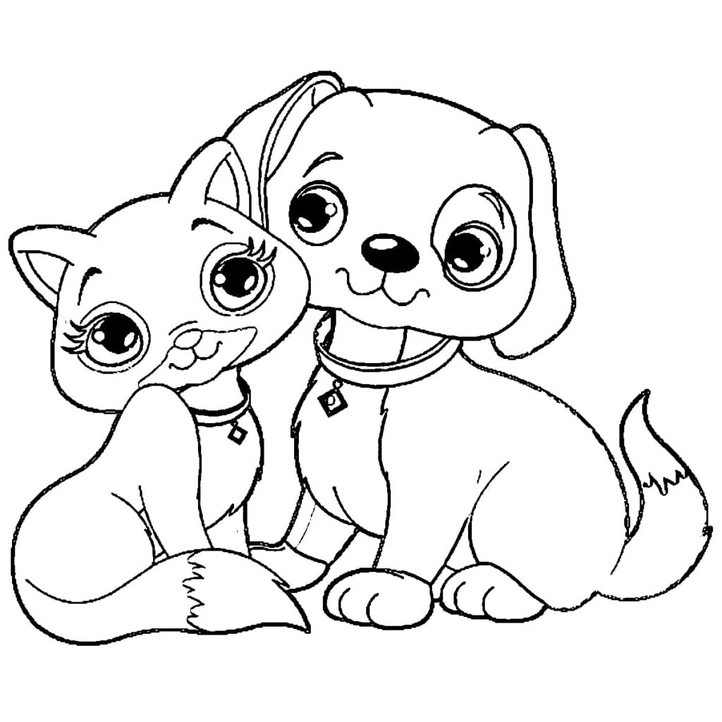 Gatto e cane dei cartoni animati
