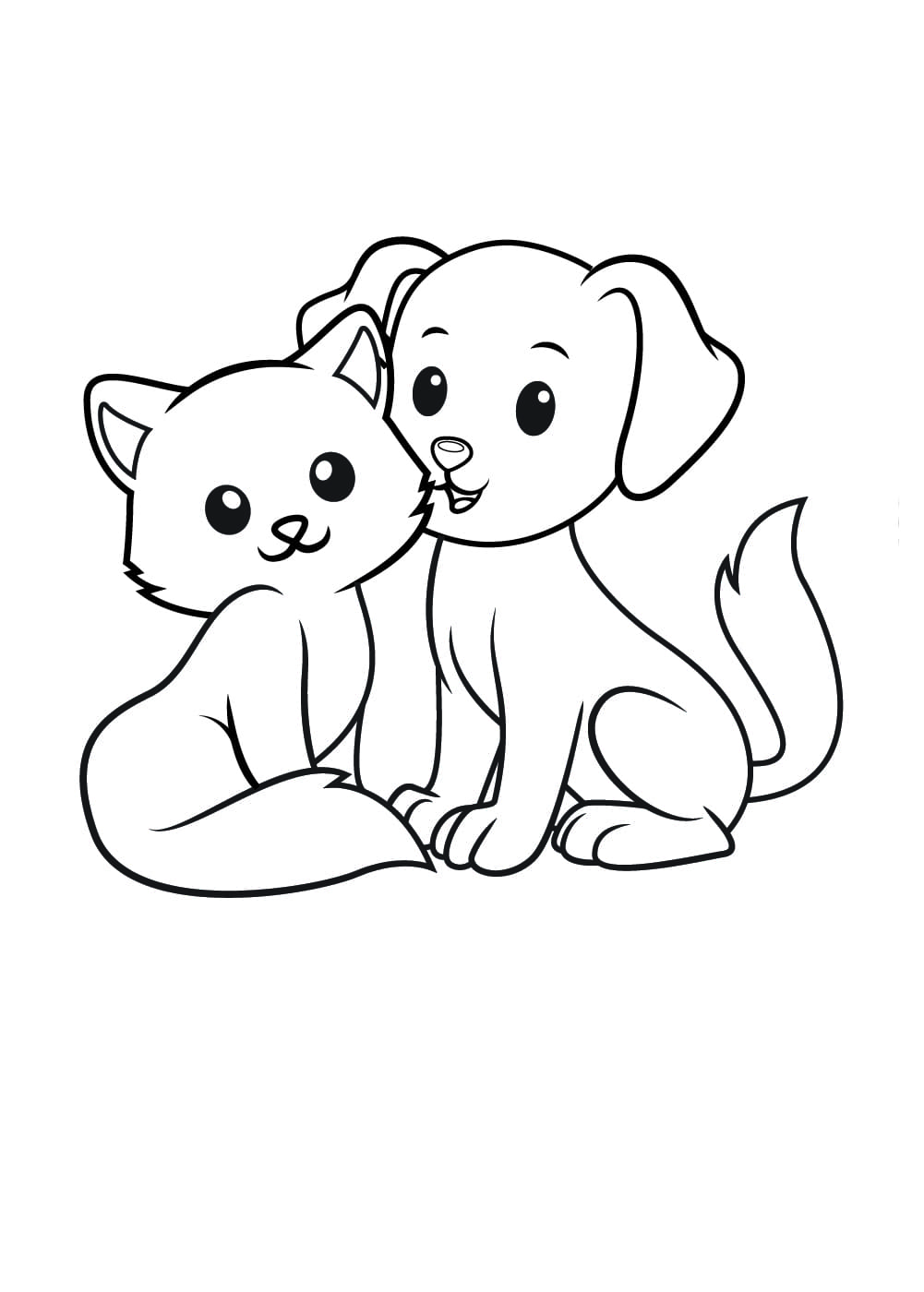 Desenho de Cão e gato para colorir