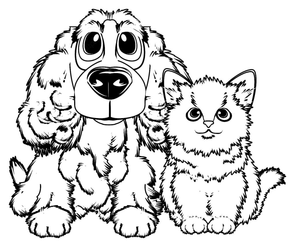 Realistic dog and cat