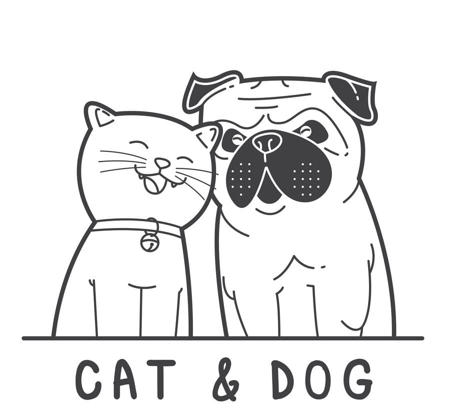 Раскраски Кошка и Собака