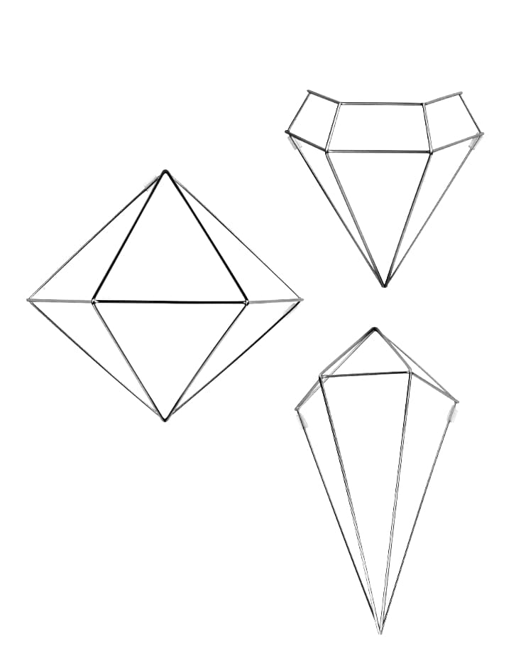 Drei Kristalle