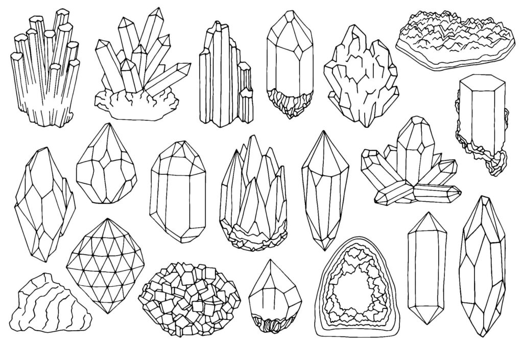 Crystals coloring page