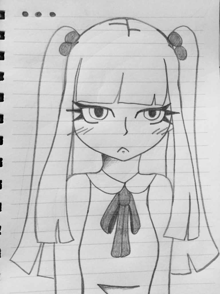 Dibujo a lápiz de chica anime