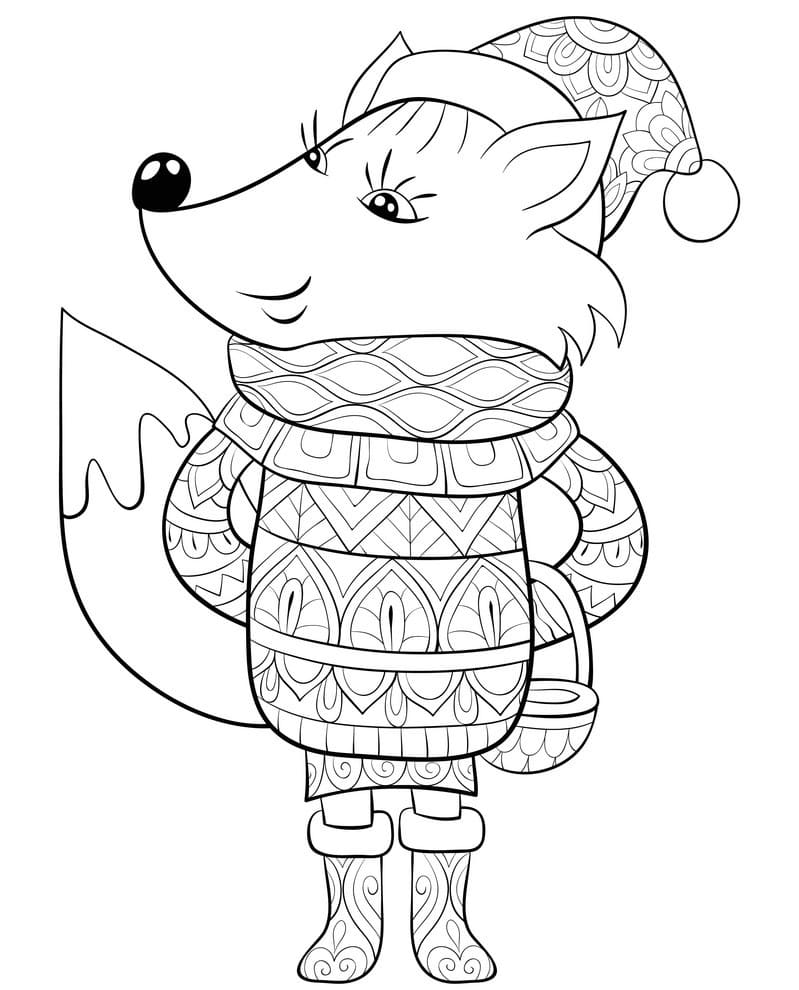 Fuchs in warmer Kleidung