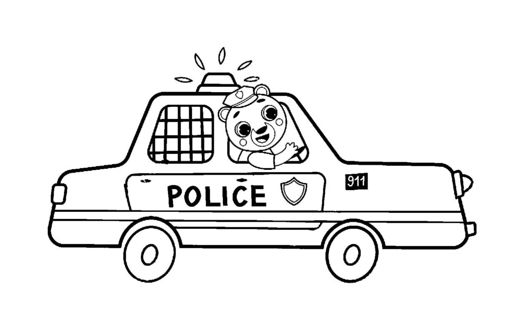Bear in a police car