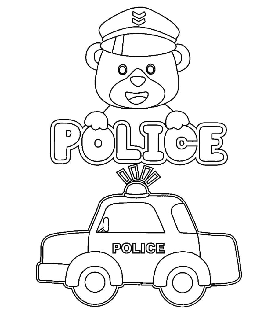 Auto della polizia e orso