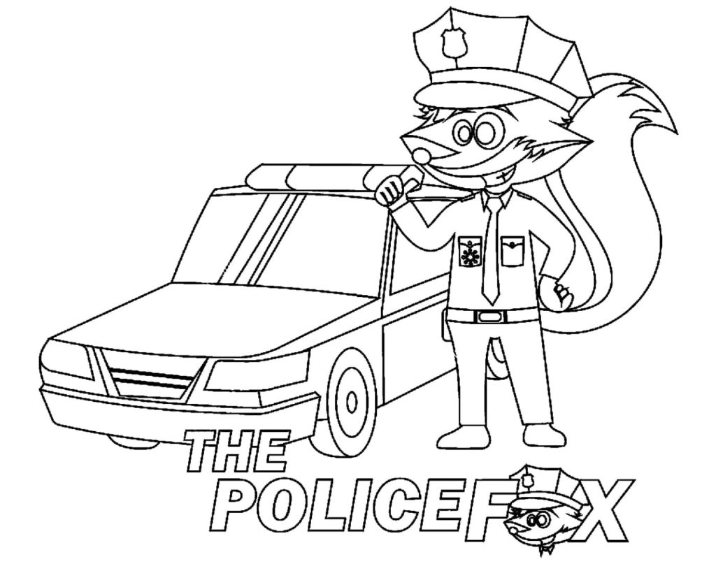 Carro de polícia e raposa
