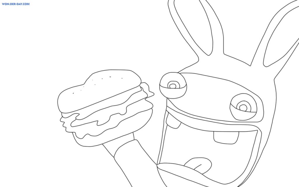 Les Lapins Crétins avec un burger