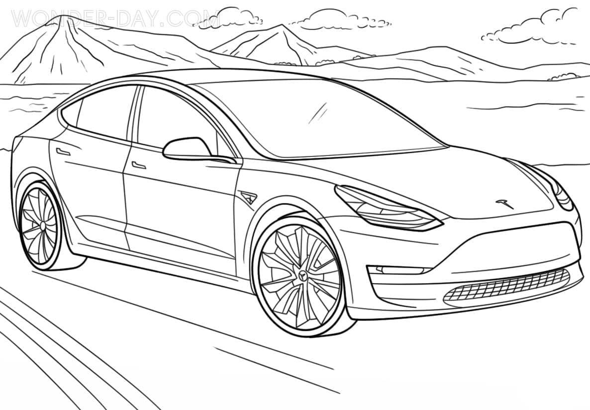 Roadster Girls And Adults And Enhance Creativity — Cars And Supercars For Boys Tesla Fans Coloring Book And Semi .. Have Fun X This Vehicle Coloring Book Includes S Relax Y Cybertruck 3 