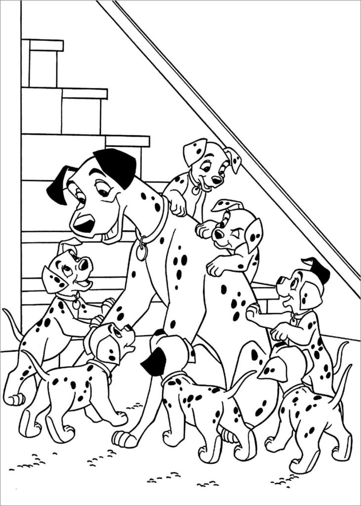 Dalmatian dad and puppies