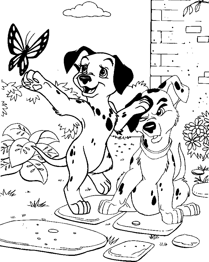 Puppies and butterfly