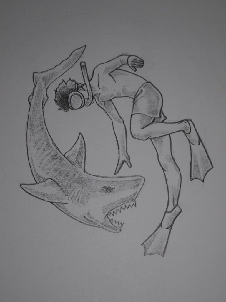 Subacqueo e squalo