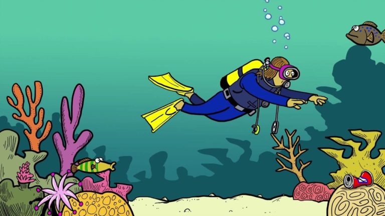 Children's Drawing Diver | 50 Diver art, Drawing for kids