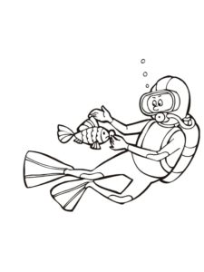 Children's Drawing Diver | 50 Diver art, Drawing for kids