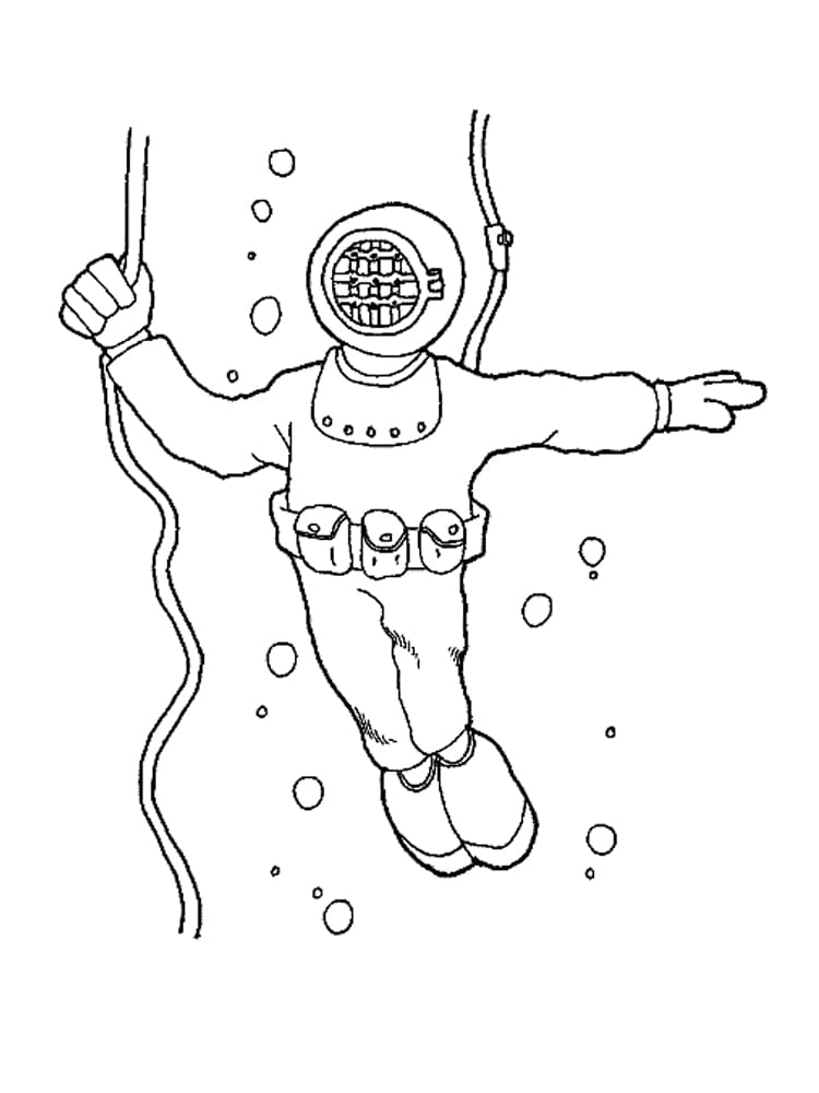 Diver coloring page