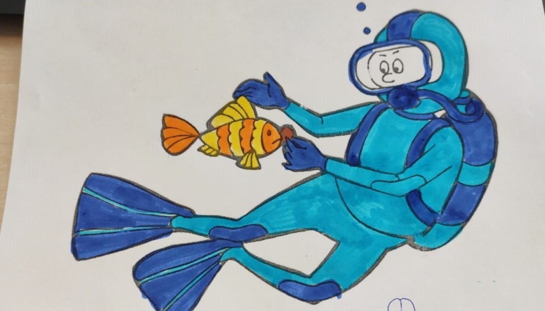 Dibujo Infantil Buzo | 50 Arte de buzo, Dibujo para niños, niñas