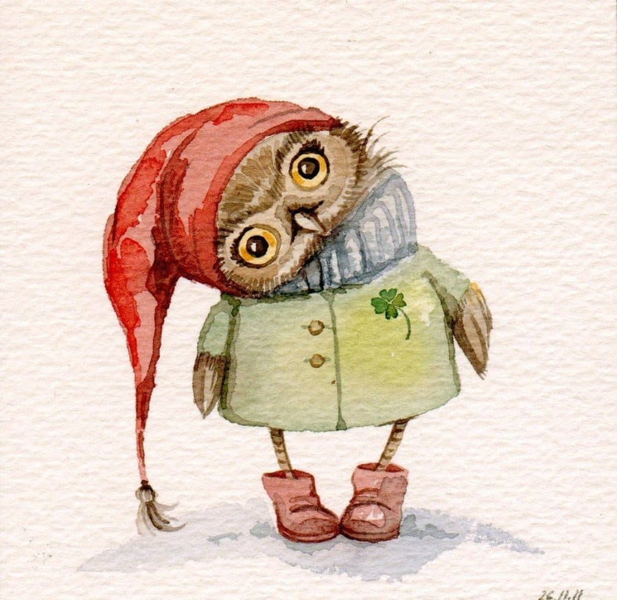 Funny owl in clothes