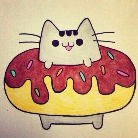 Cat in a donut