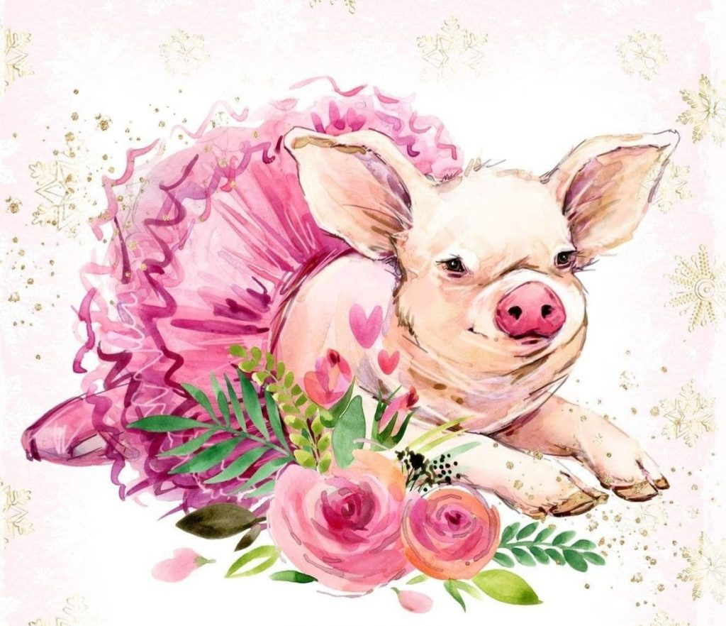 Schweinchen in einem Kleid