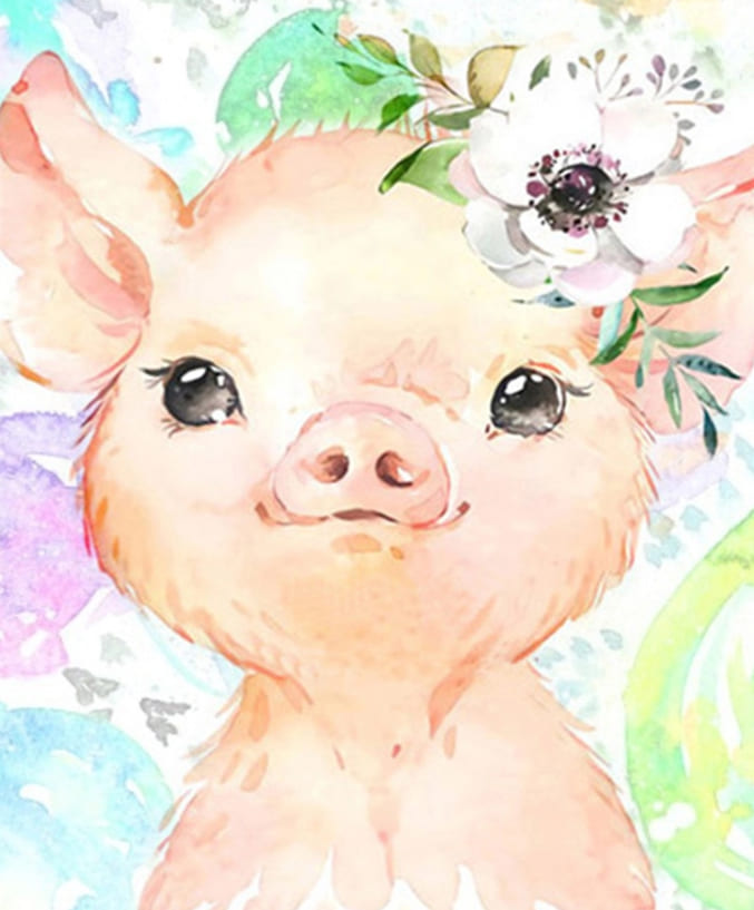 Nettes Schwein mit einer Blume