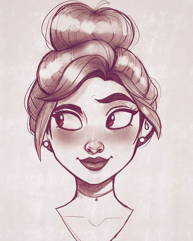 Portrait in a cartoon style with a pencil