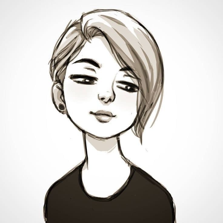 Sketches of girls with short hair