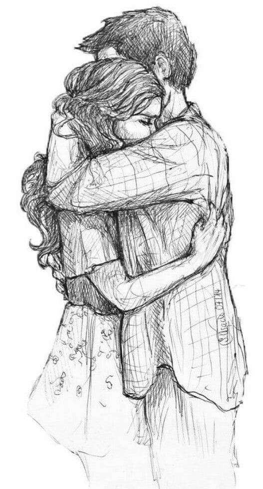 girl and boy hugging