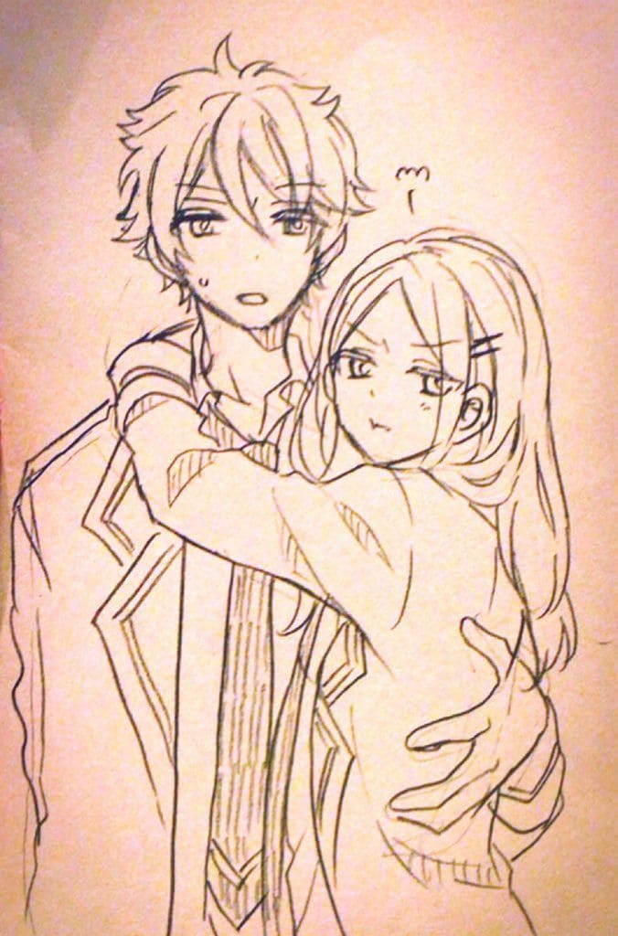 Anime cute couple for sketch