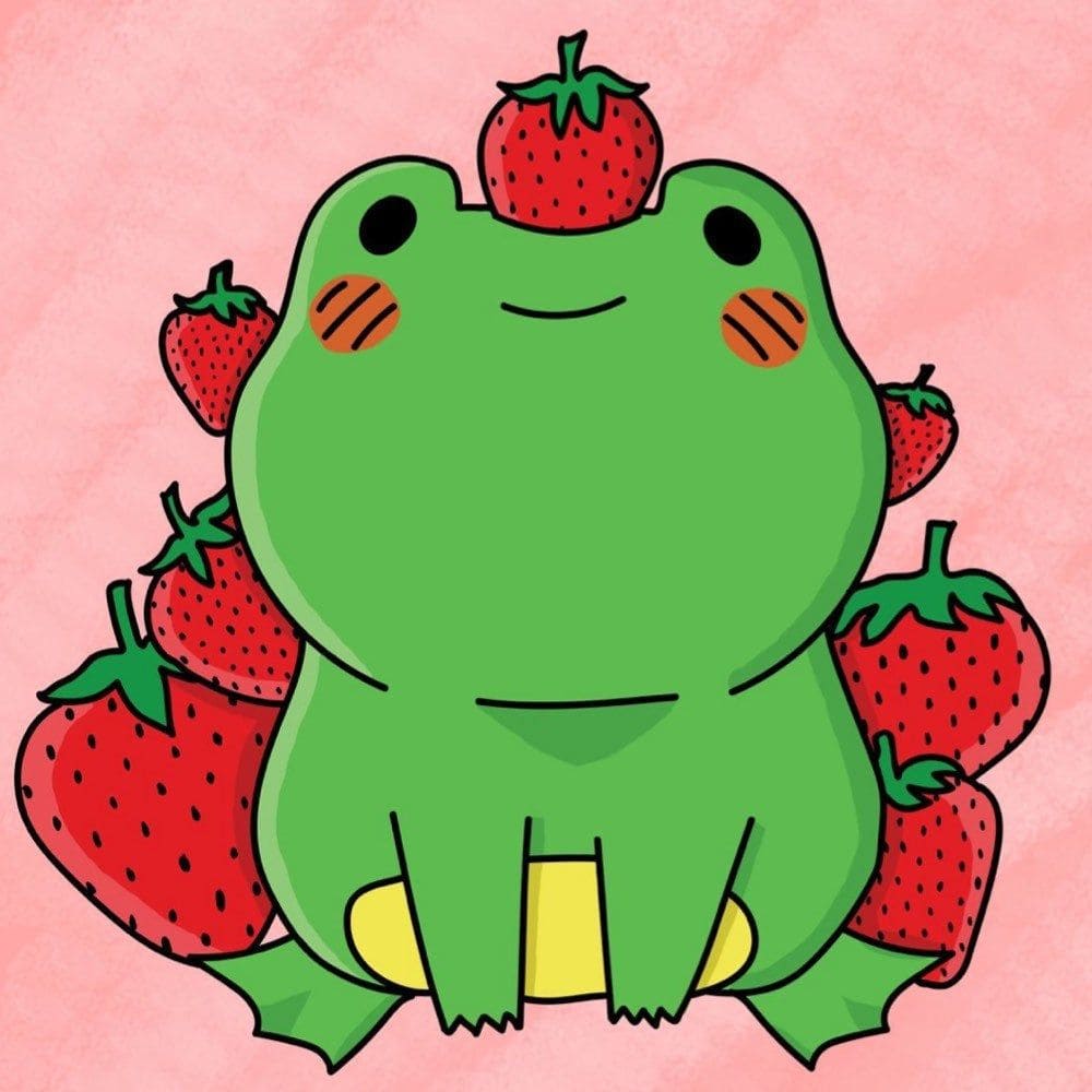 Frog and strawberry